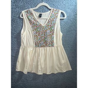 Emery Rose Floral V-Neck Sleeveless Womens Blouse Size Small
